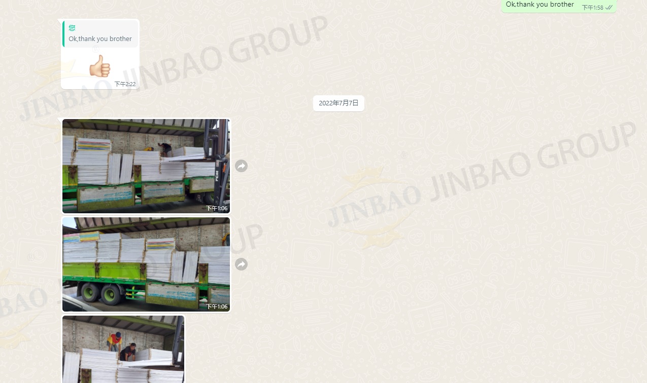 Плиты из пенопласта ПВХ Jinbao доставляются клиентам вовремя.
